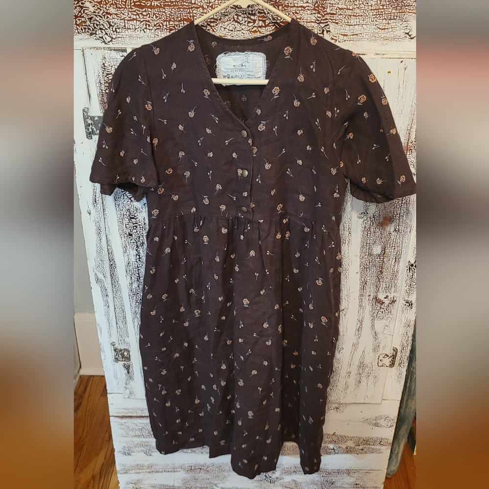 notPERFECTLINEN Brown V-Neck Sundress